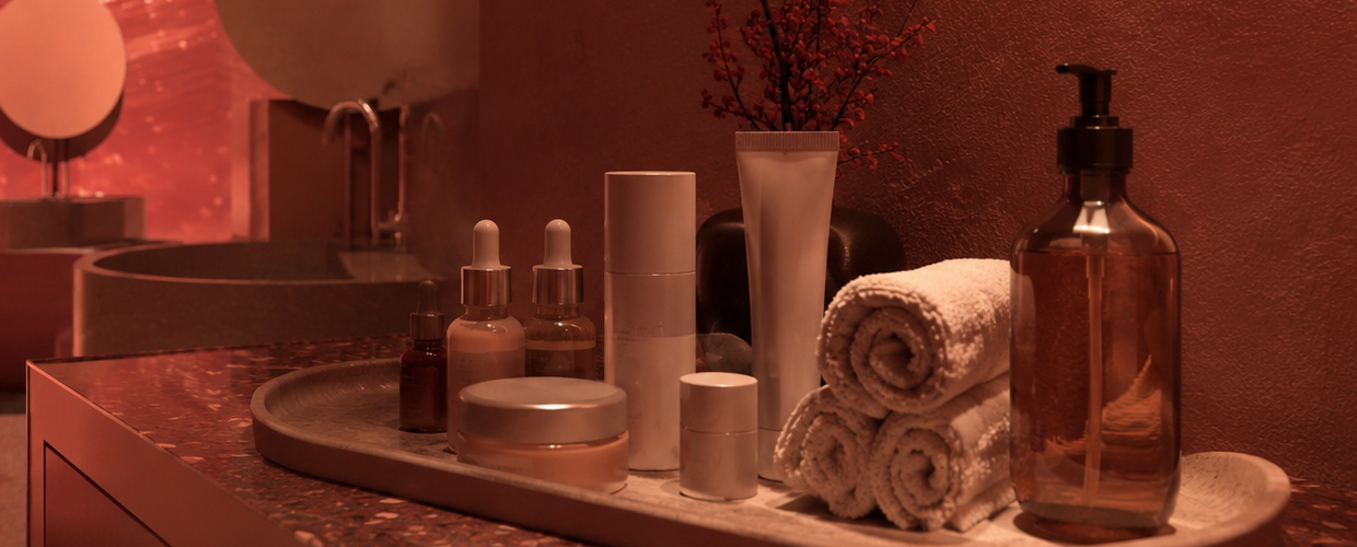 VIP Amenities, Including Skincare Products, Hand Wash, and Towels